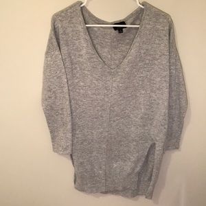 Grey Longline V-Neck Sweater